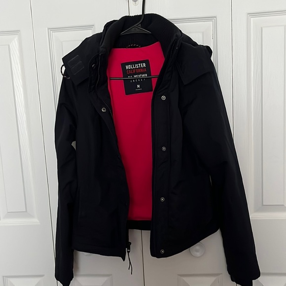 HOLLISTER CALIFORNIA all-weather jacket navy Sz M pink logo - Picture 13 of 14